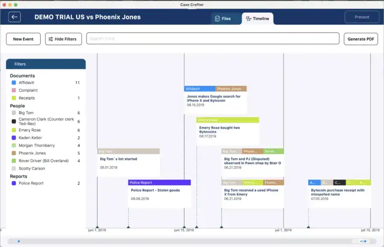 Persuade the jury and win the case with Case Crafter trial software.