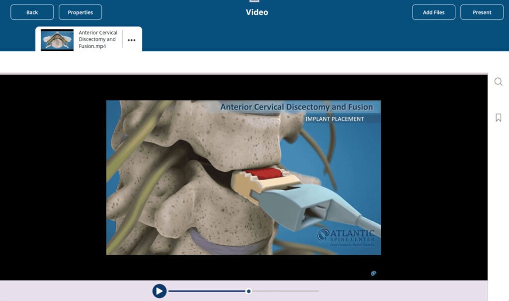 Screenshot showing medical video evidence for legal timeline software