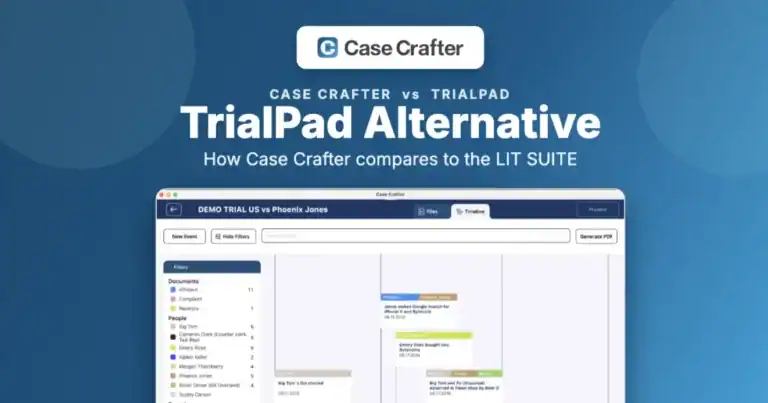 Case Crafter timeline, a TrialPad alternative for solo attorneys and small firms